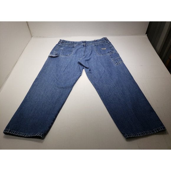 Vintage Wrangler Mens Carpenter Jeans Distressed Denim Blue Med Wash Size 40x30 - Picture 7 of 10